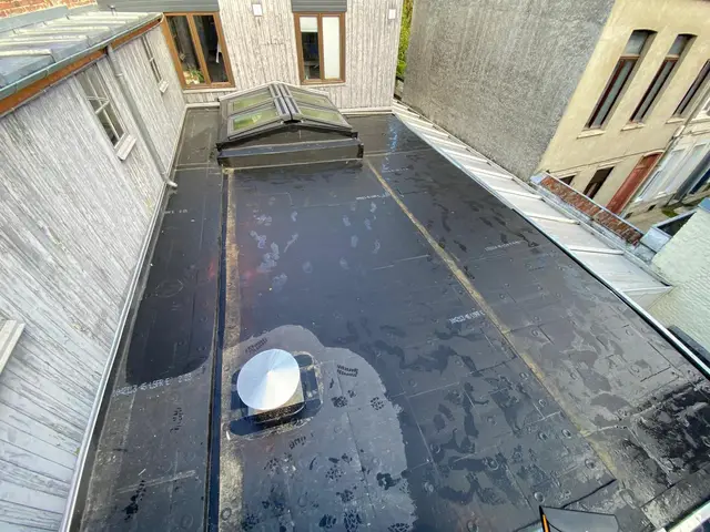 Étanchéité bitumineuse d'un toit plat avec lanterneau et ventilation, métropole lilloise